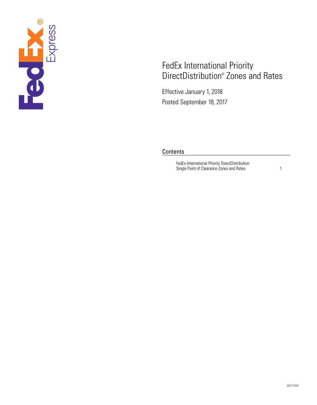 Fedex International Priority Directdistribution® Zones and Rates