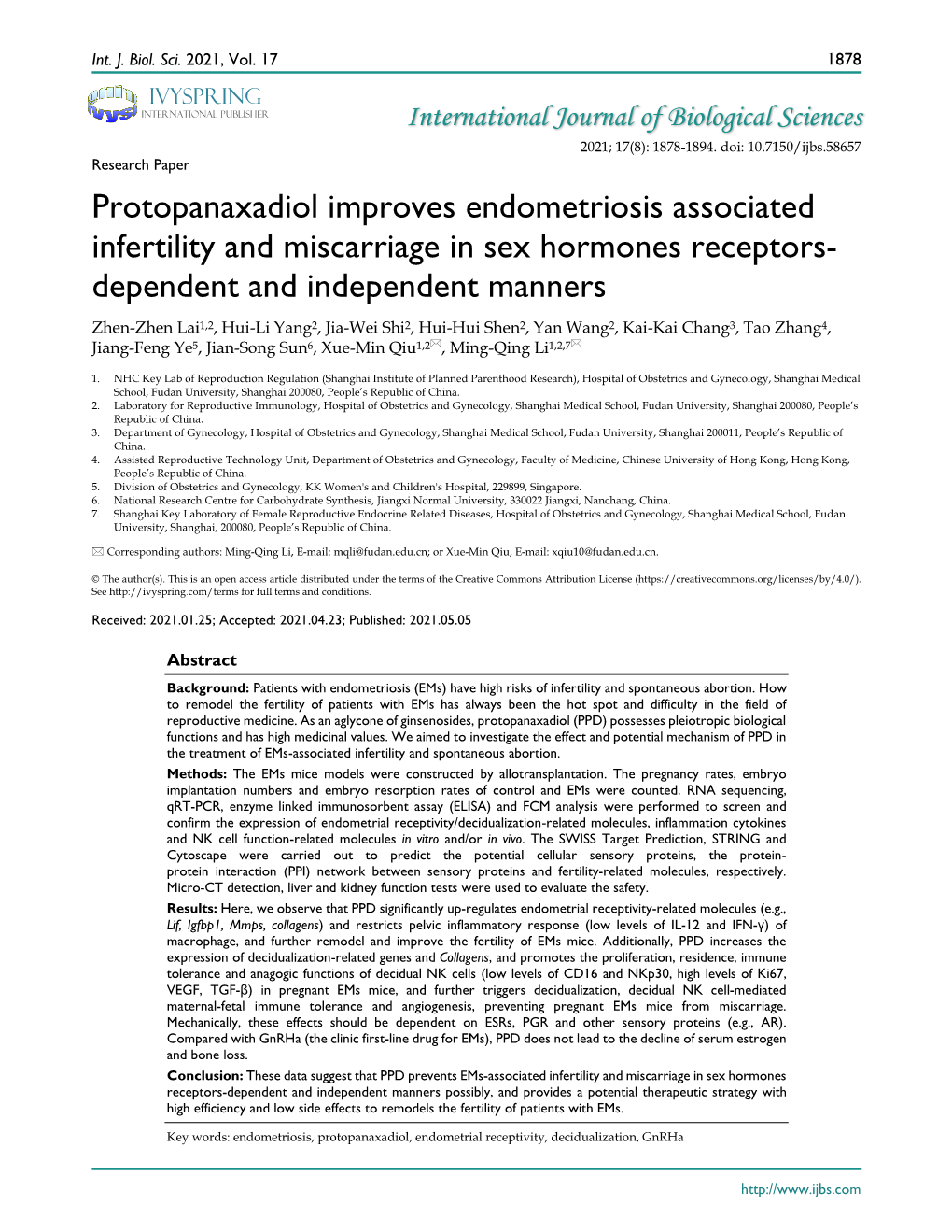 Protopanaxadiol Improves Endometriosis Associated Infertility