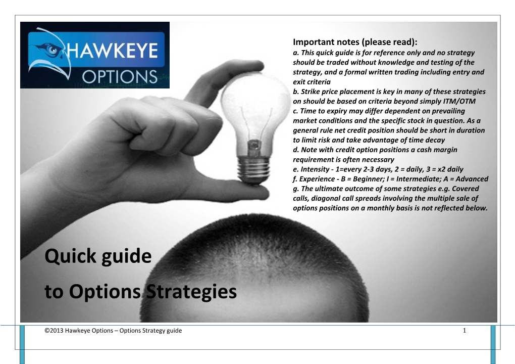 Quick Guide to Options Strategies