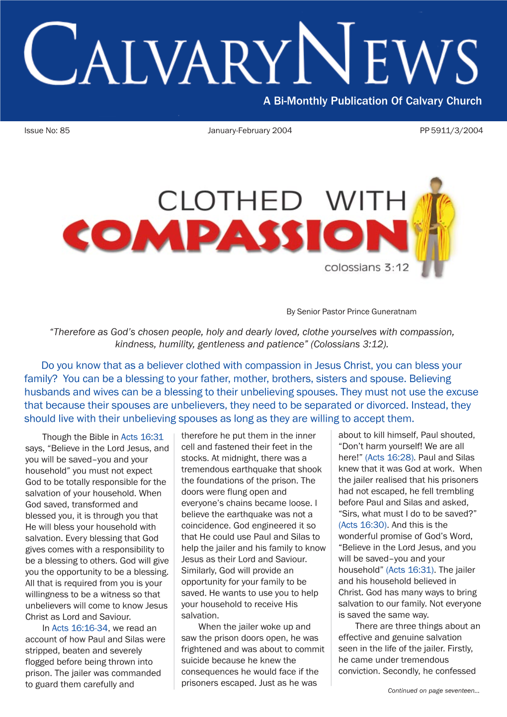 A Bi-Monthly Publication of Calvary Church