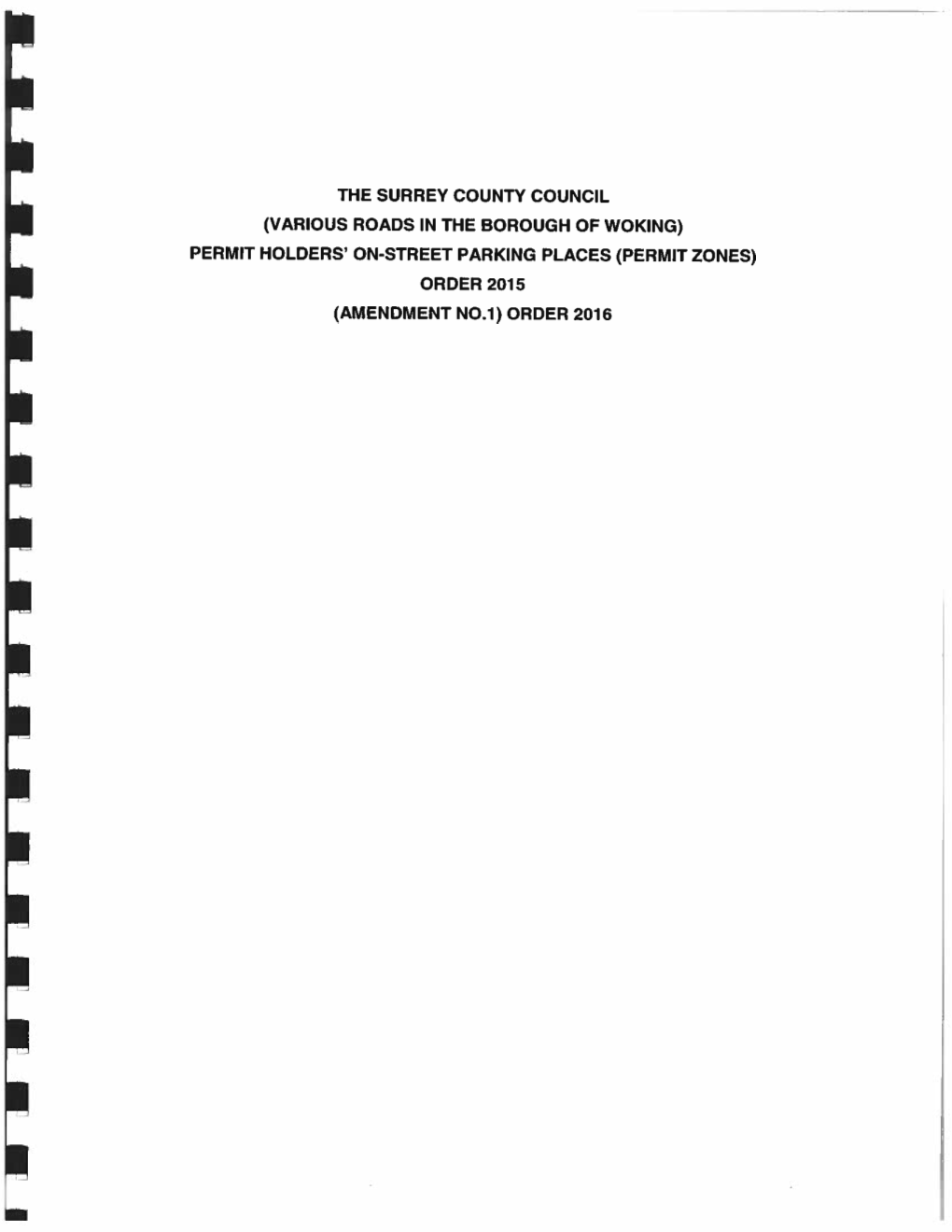 Permit Zones) Order 2015 (Amendment No.1) Order 2016 ______