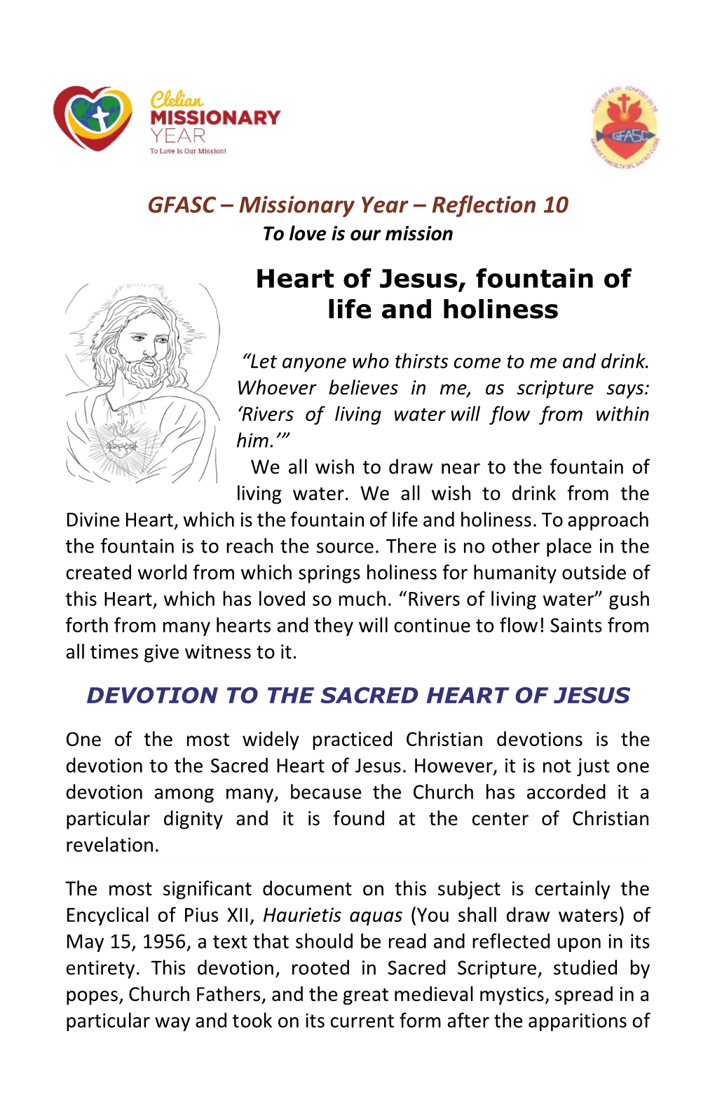 Reflection 10 Heart of Jesus, Fountain of Life and Holiness