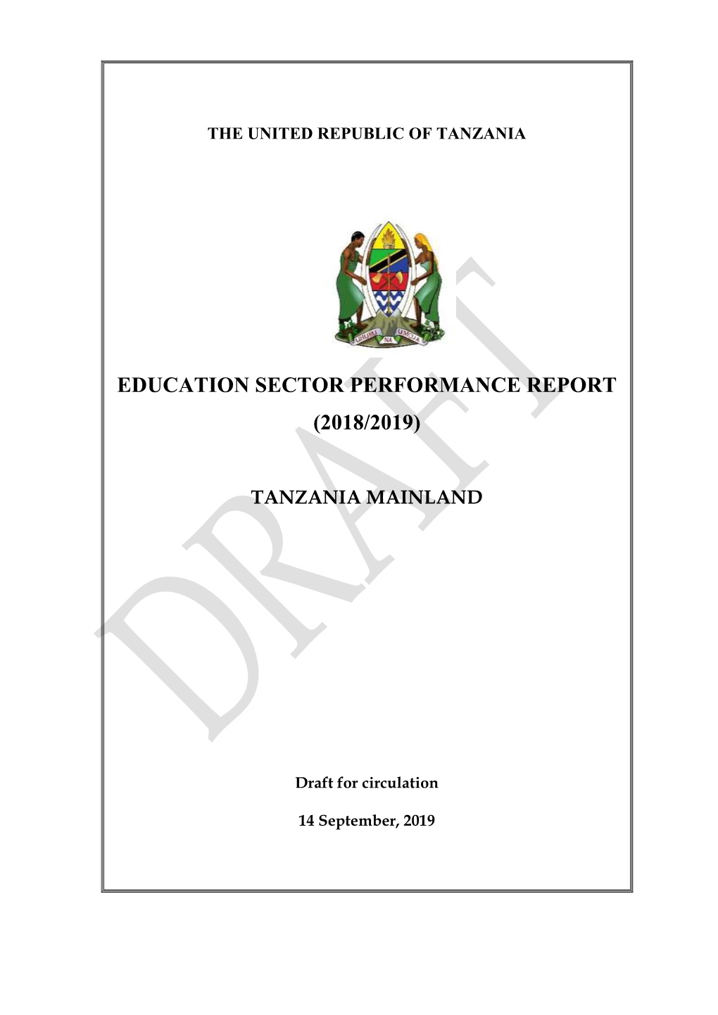 Education Sector Performance Report (2018/2019)