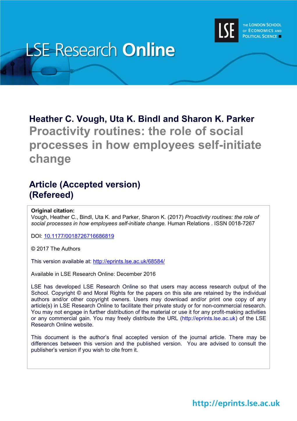 Proactivity Routines: the Role of Social Processes in How Employees Self-Initiate Change