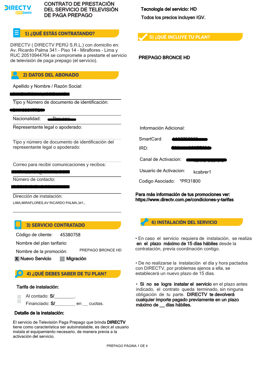 Contrato De Prestación Del Servicio De Televisión De