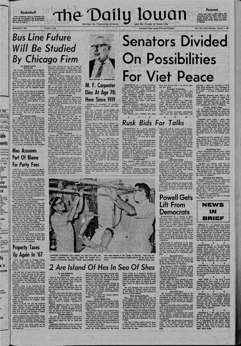 Daily Iowan (Iowa City, Iowa), 1967-01-07