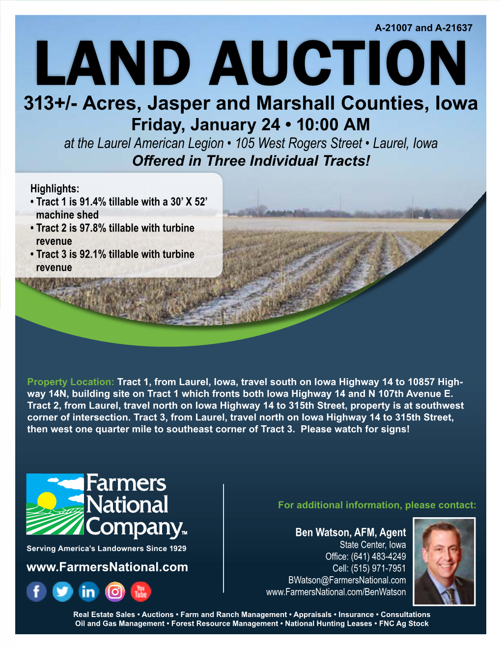 313+/- Acres, Jasper and Marshall Counties, Iowa