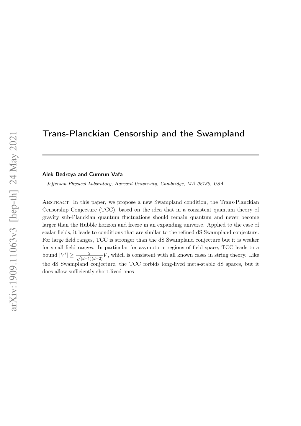 Arxiv:1909.11063V3 [Hep-Th] 24 May 2021 Contents