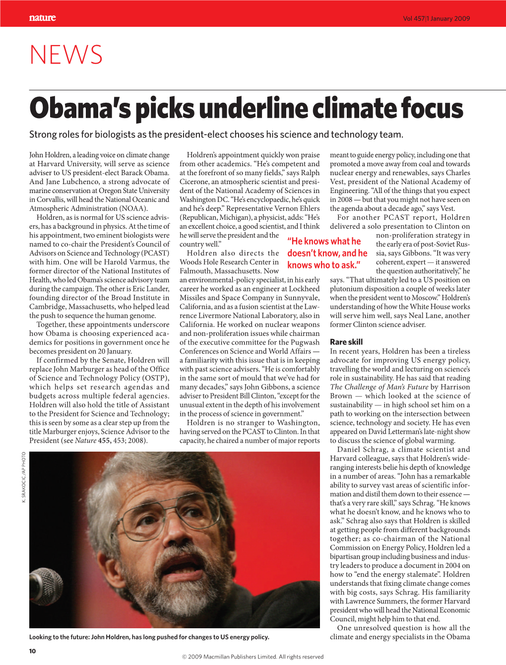 Obama's Picks Underline Climate Focus