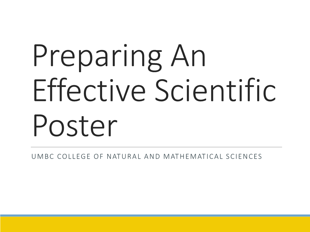 Preparing an Effective Scientific Poster