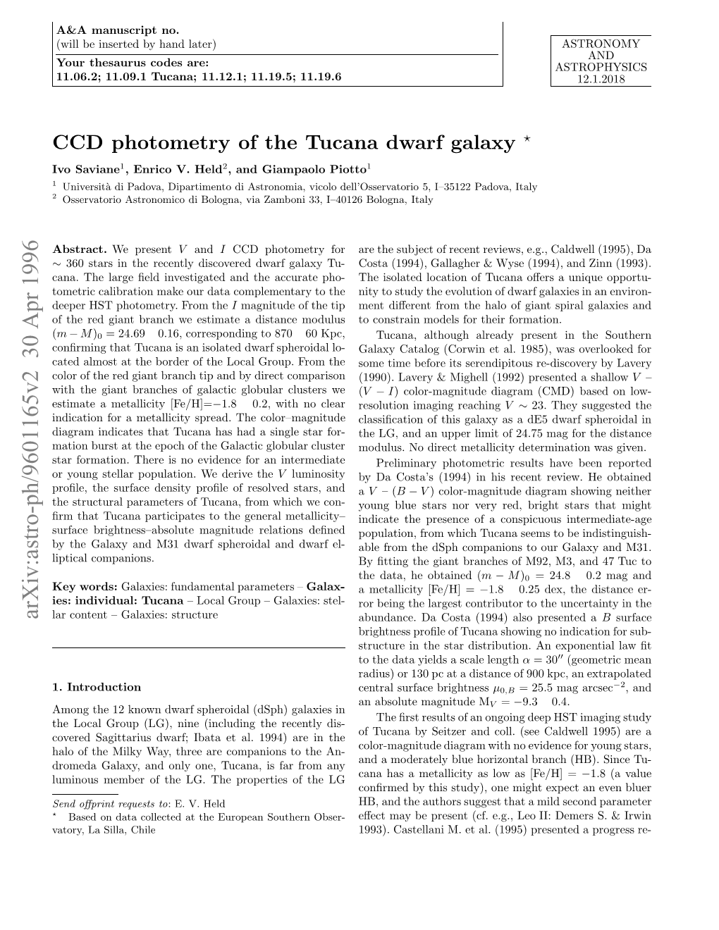 CCD Photometry of the Tucana Dwarf Galaxy