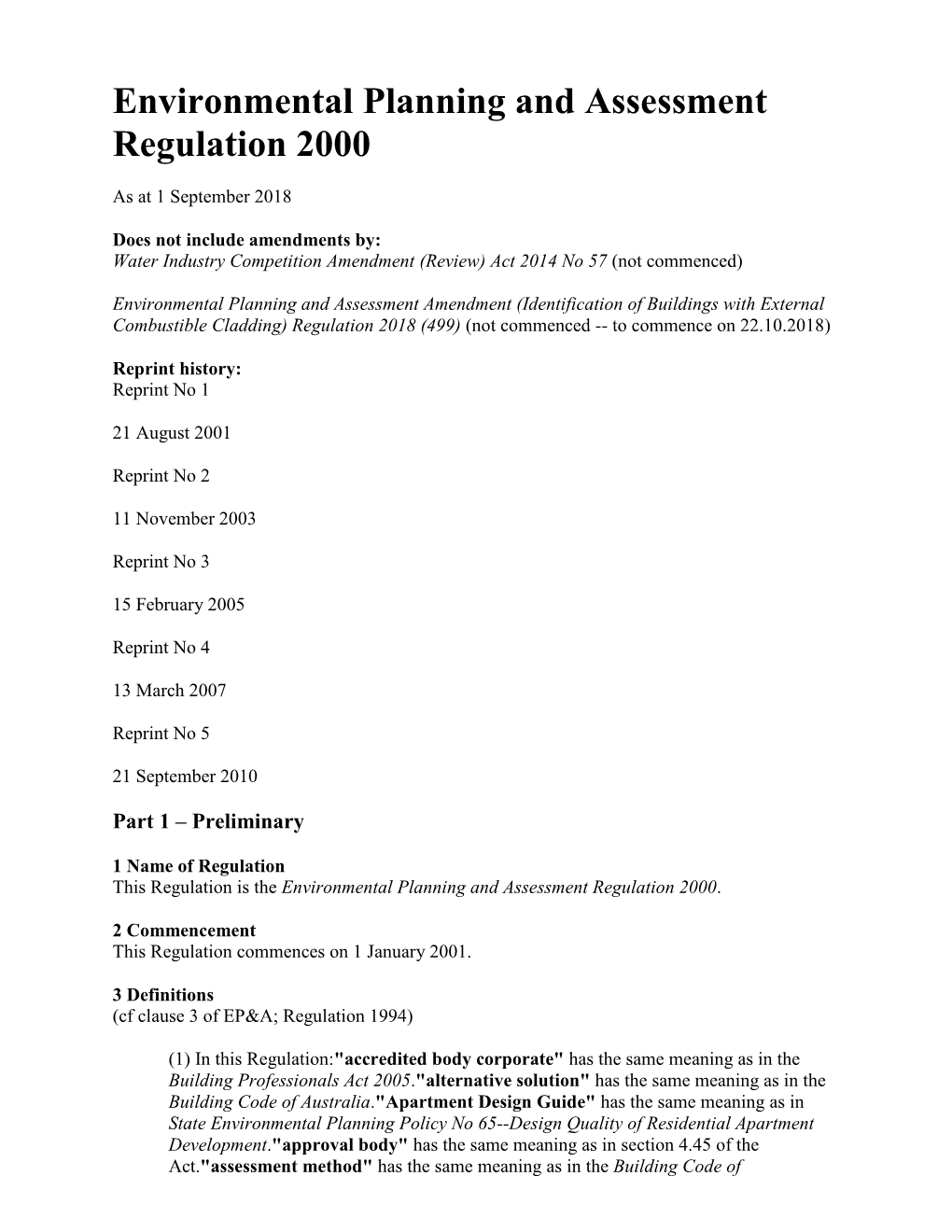 Environmental Planning and Assessment Regulation 2000