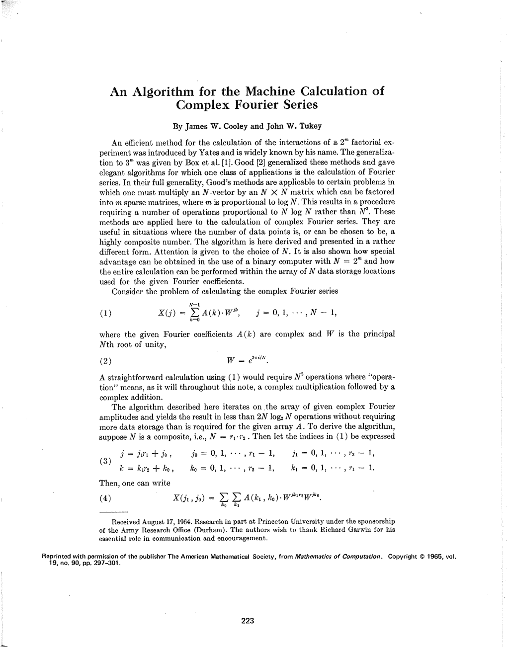 John Tukey, Creator of the Fast Fourier Transform