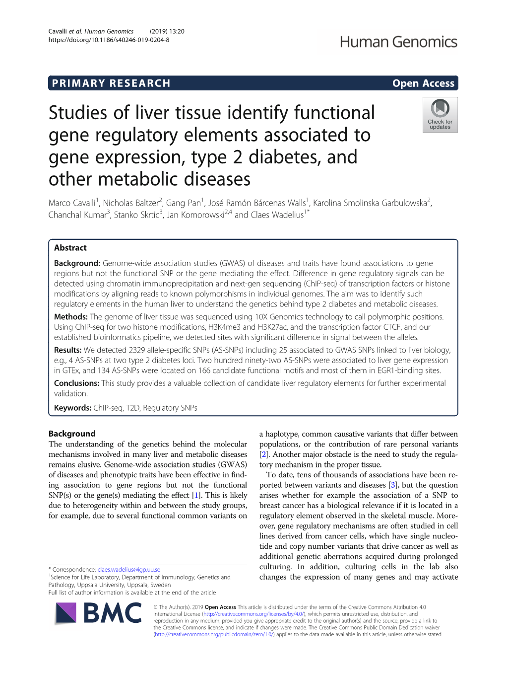 Studies of Liver Tissue Identify Functional Gene Regulatory Elements