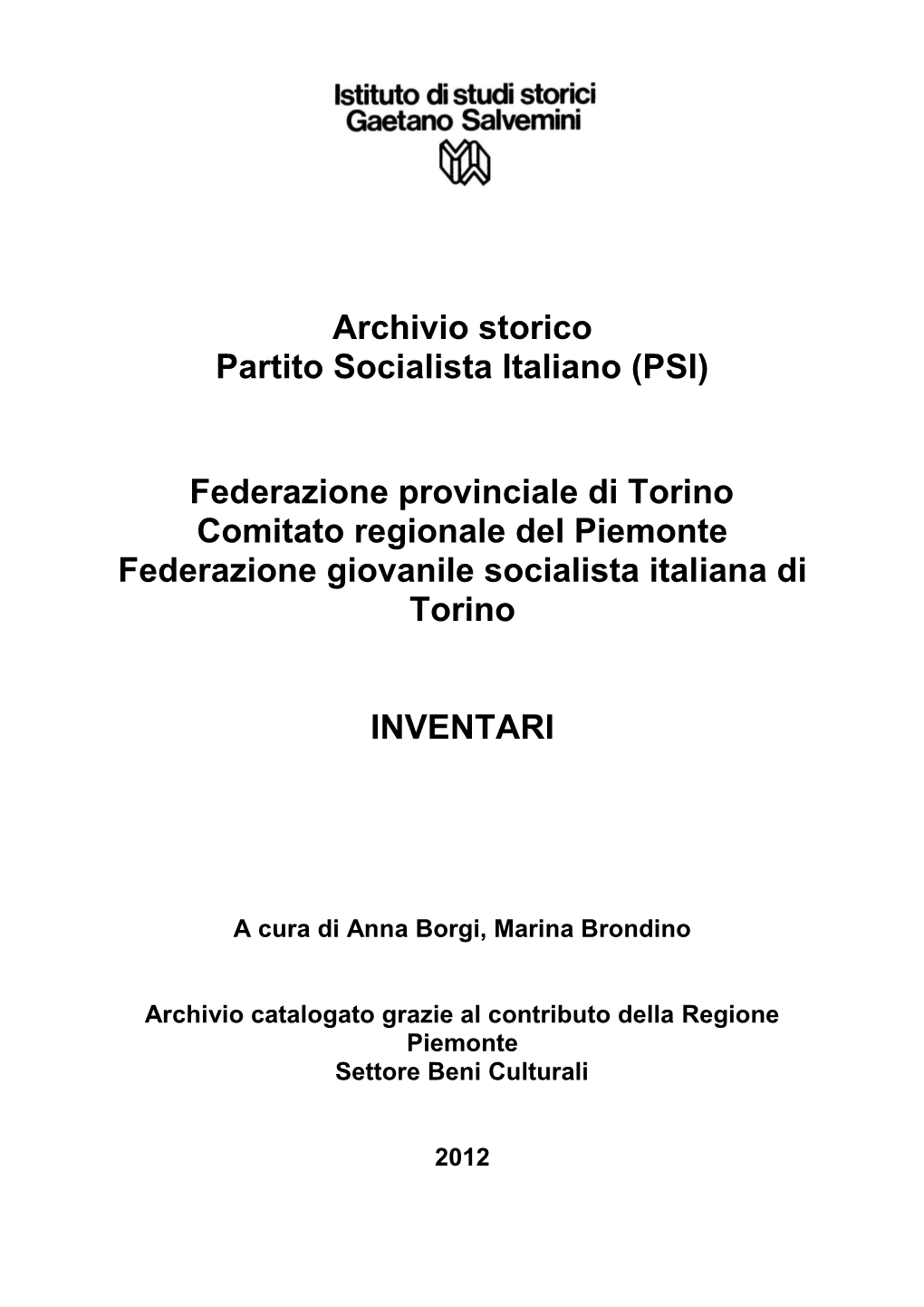 Archivio Storico Partito Socialista Italiano (PSI)