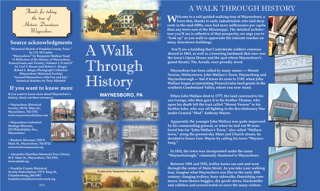 A Self-Guided Walking Tour of Waynesboro, A