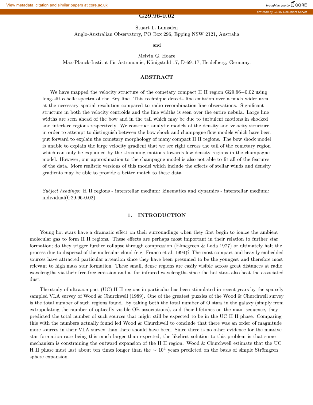 An Ir Study of the Velocity Structure of the Cometary Compact Hii Region