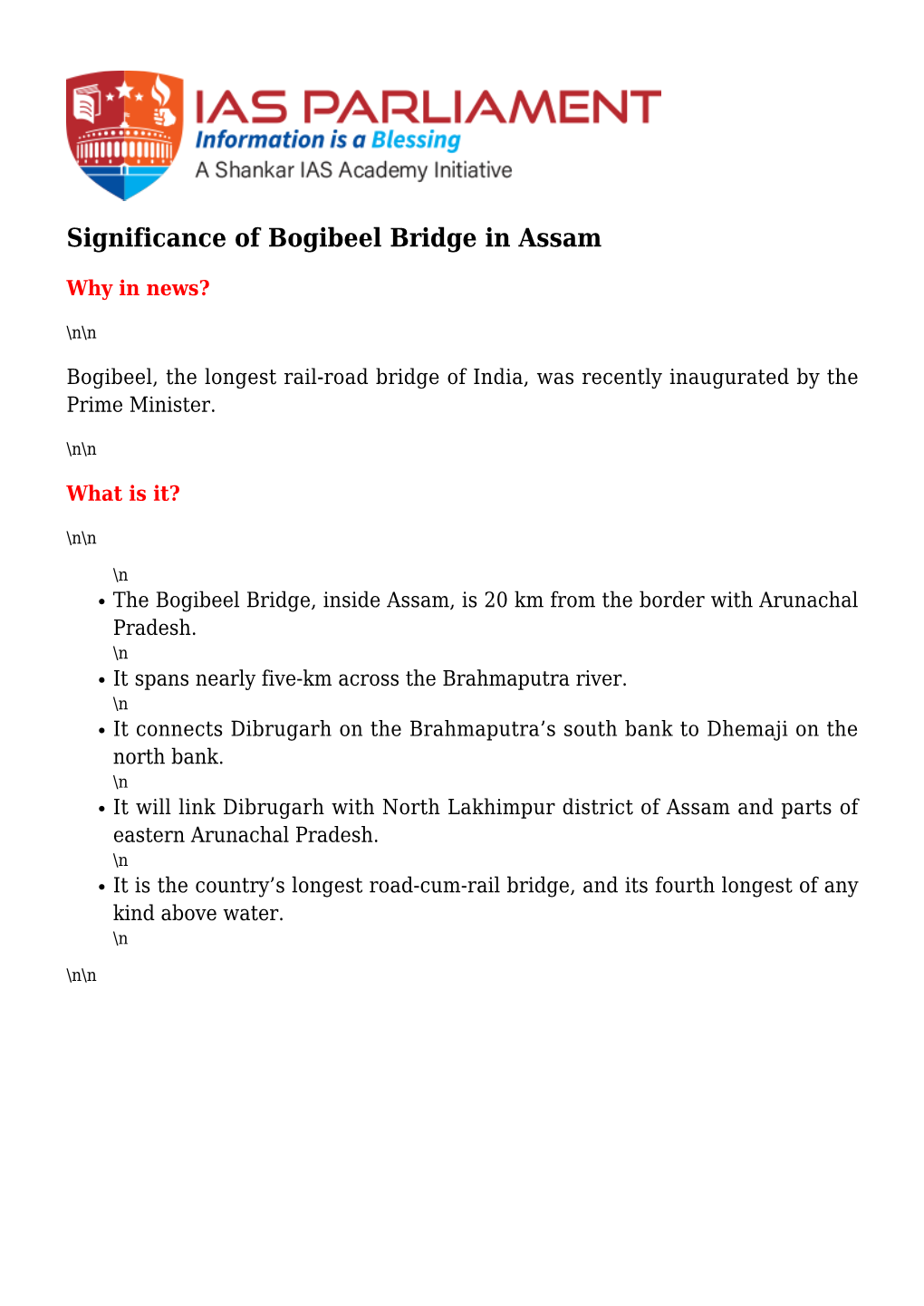 Significance of Bogibeel Bridge in Assam