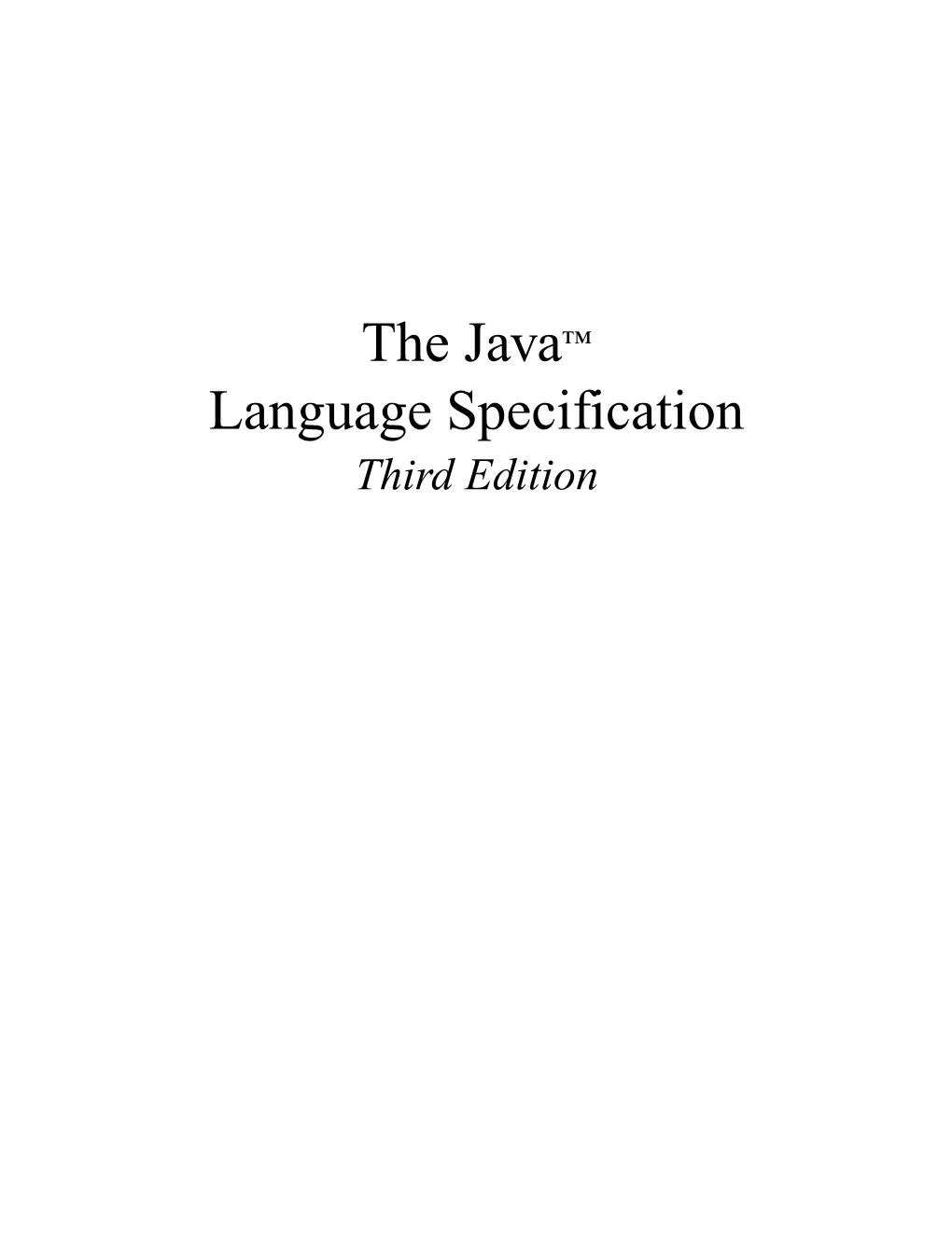 The Java™ Language Specification Third Edition the Java™ Series