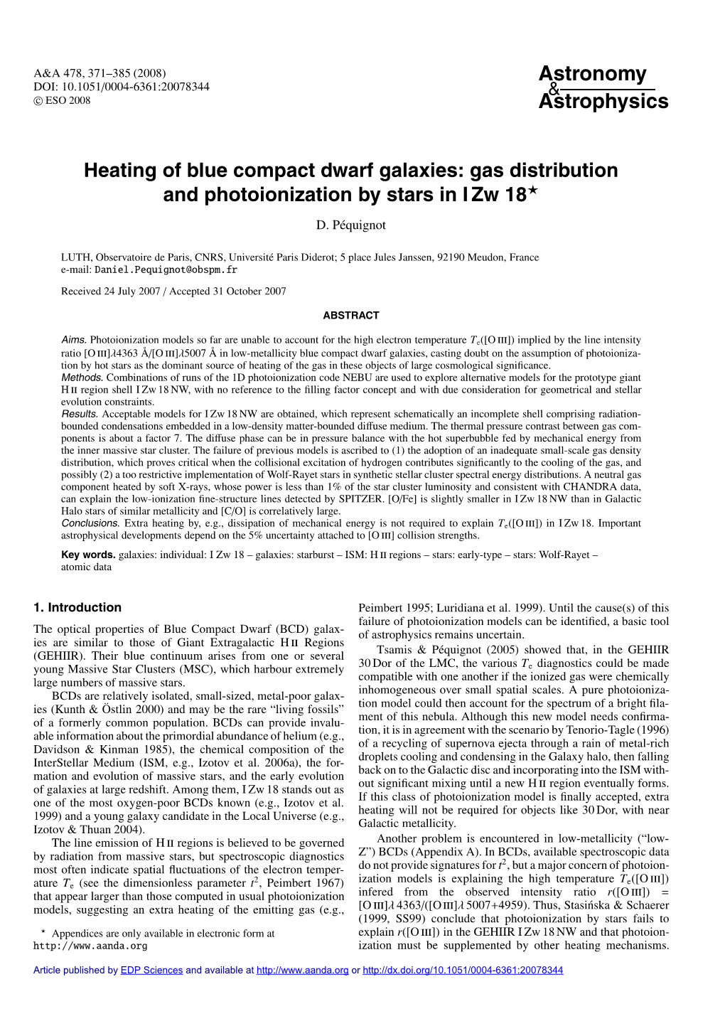 Gas Distribution and Photoionization by Stars in I Zw 18