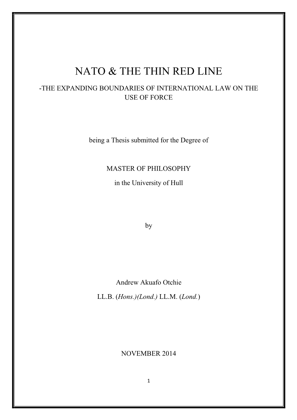 Nato & the Thin Red Line