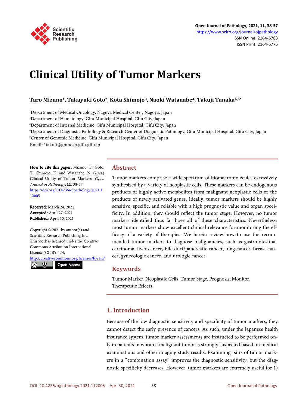 Clinical Utility of Tumor Markers