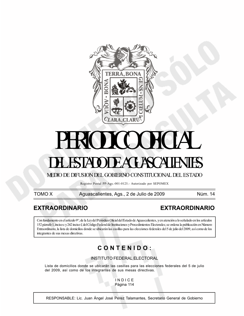 Del Estado De Aguascalientes Medio De Difusion Del Gobierno Constitucional Del Estado