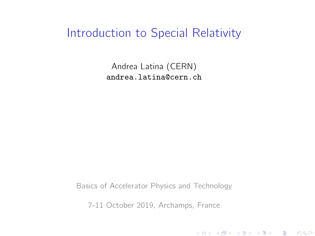 Introduction to Special Relativity