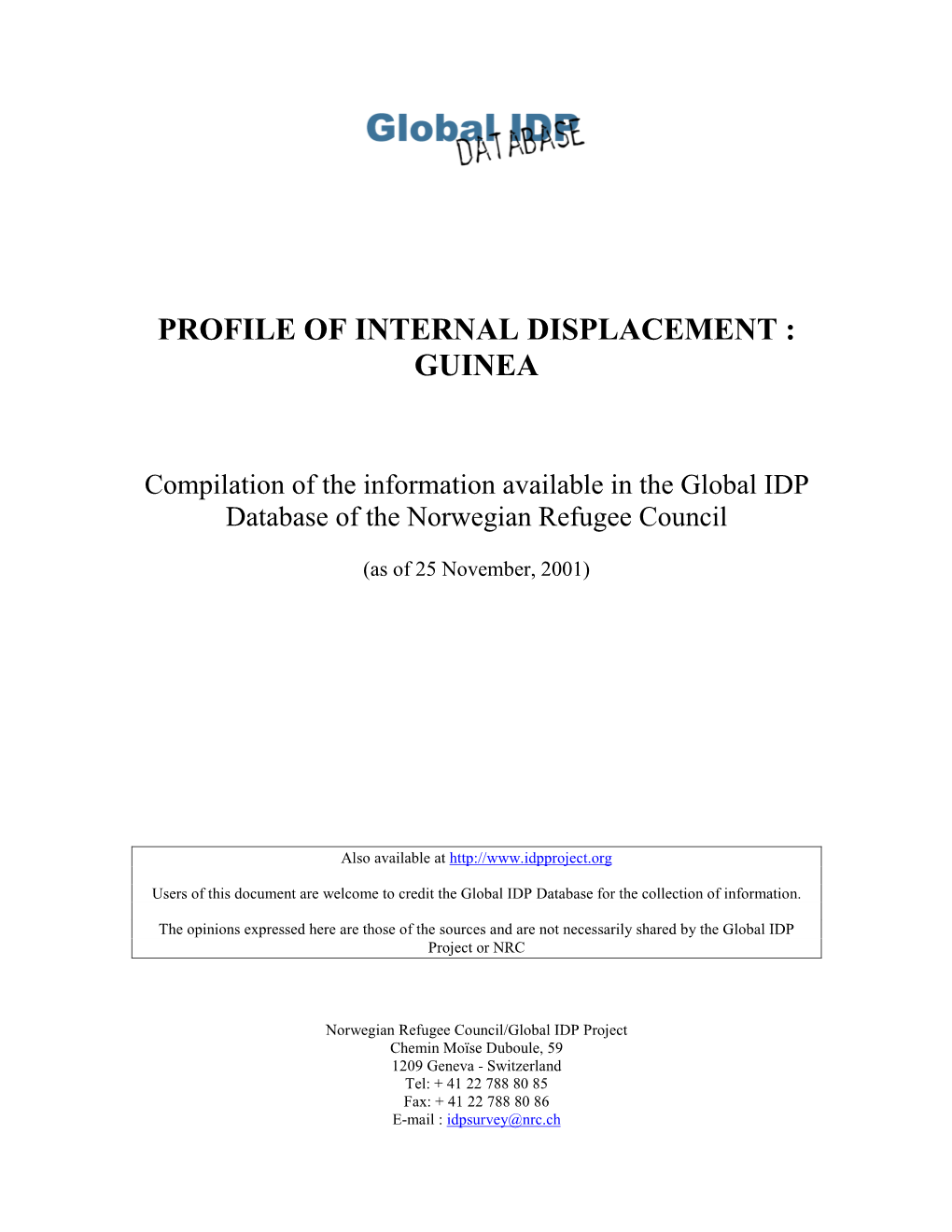 Profile of Internal Displacement : Guinea