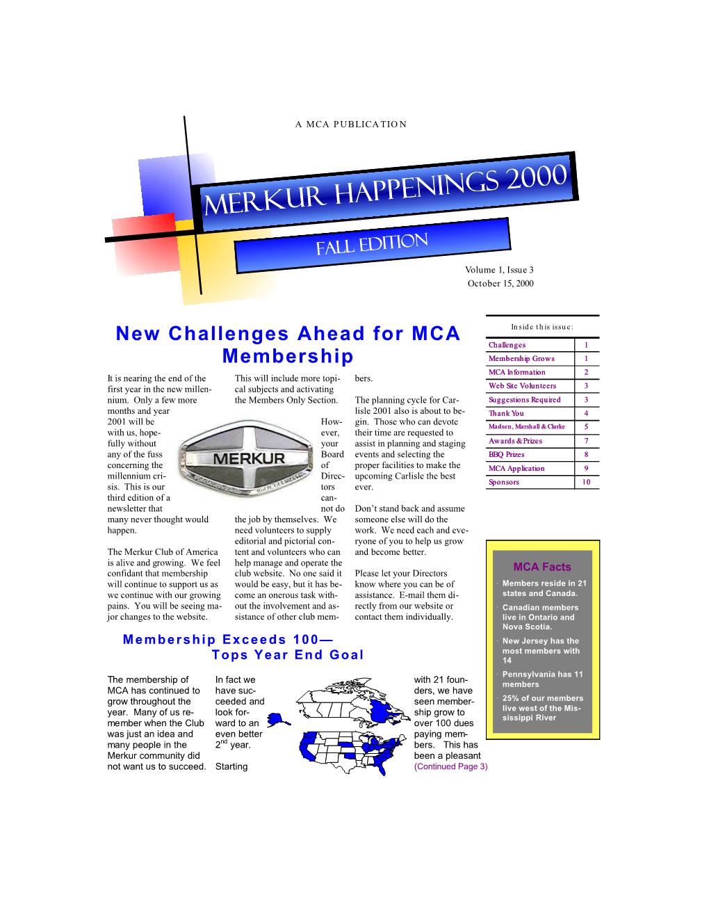 MCA Newsletter Vol 1, Issue 3