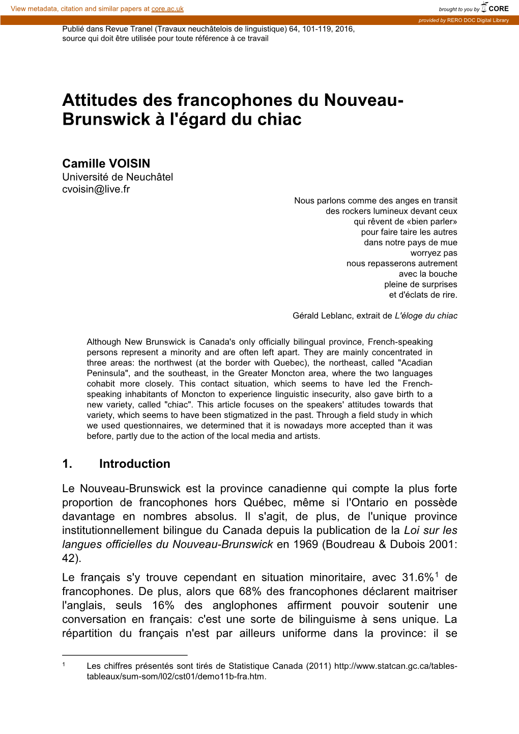 Brunswick À L'égard Du Chiac