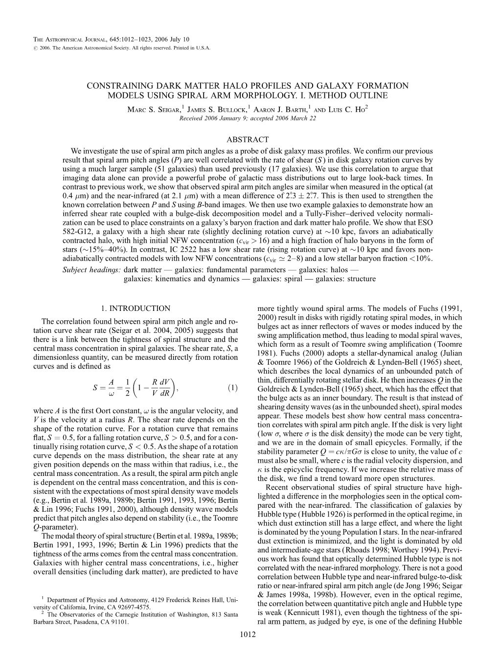 Constraining Dark Matter Halo Profiles and Galaxy Formation Models Using Spiral Arm Morphology