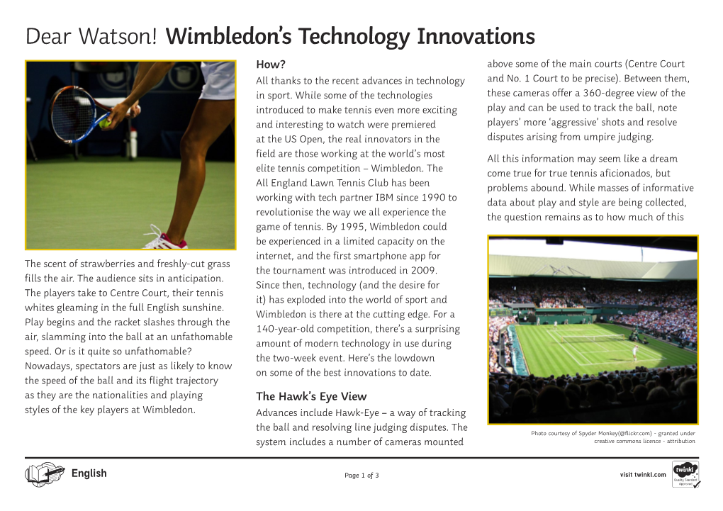 Dear Watson! Wimbledon's Technology Innovations