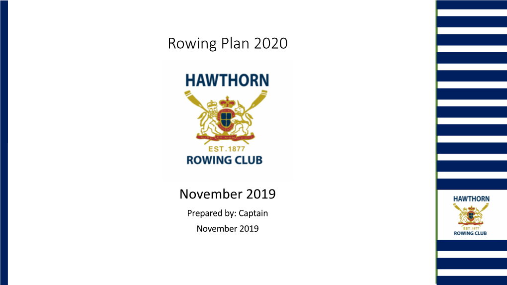 2020 Rowing Plan