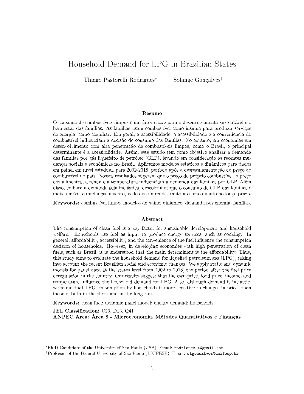 Household Demand for LPG in Brazilian States