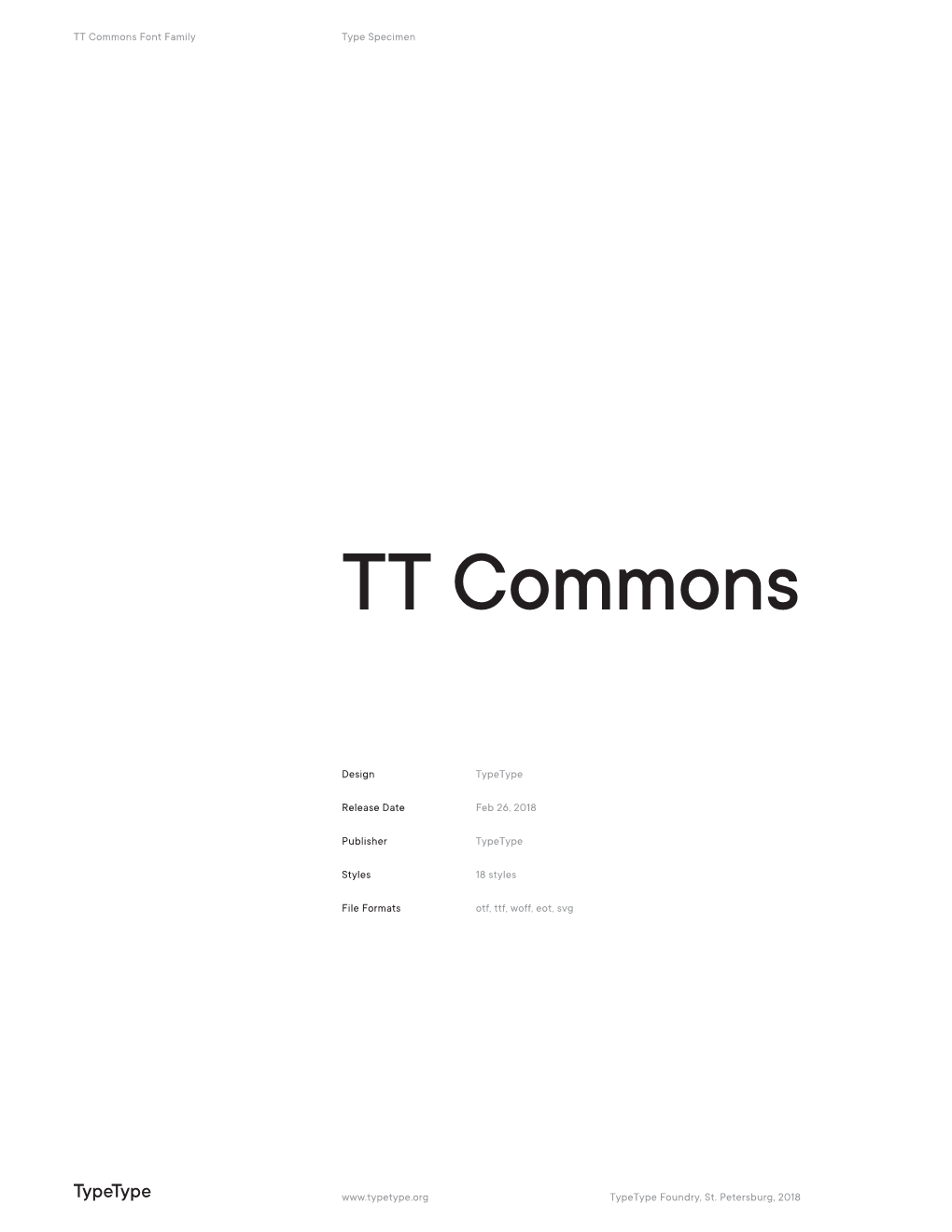 TT Commons Font Family Type Specimen