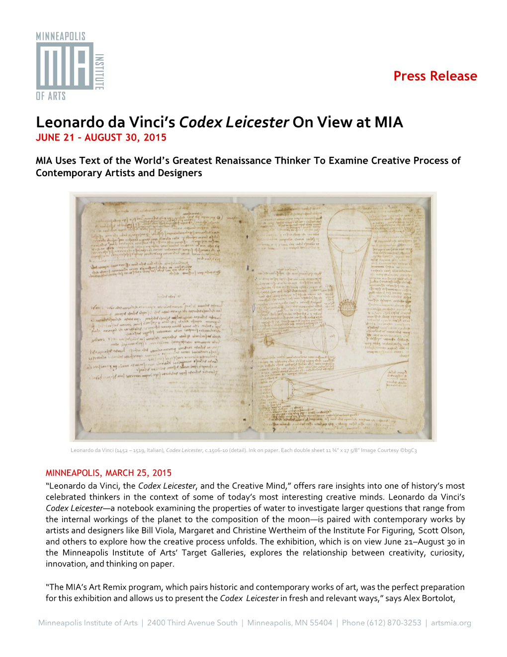 Leonardo Da Vinci's Codex Leicester on View At