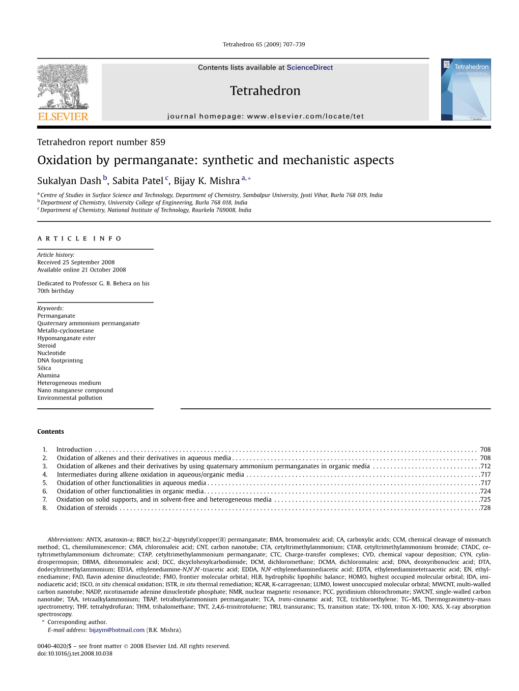 Oxidation by Permanganate: Synthetic and Mechanistic Aspects