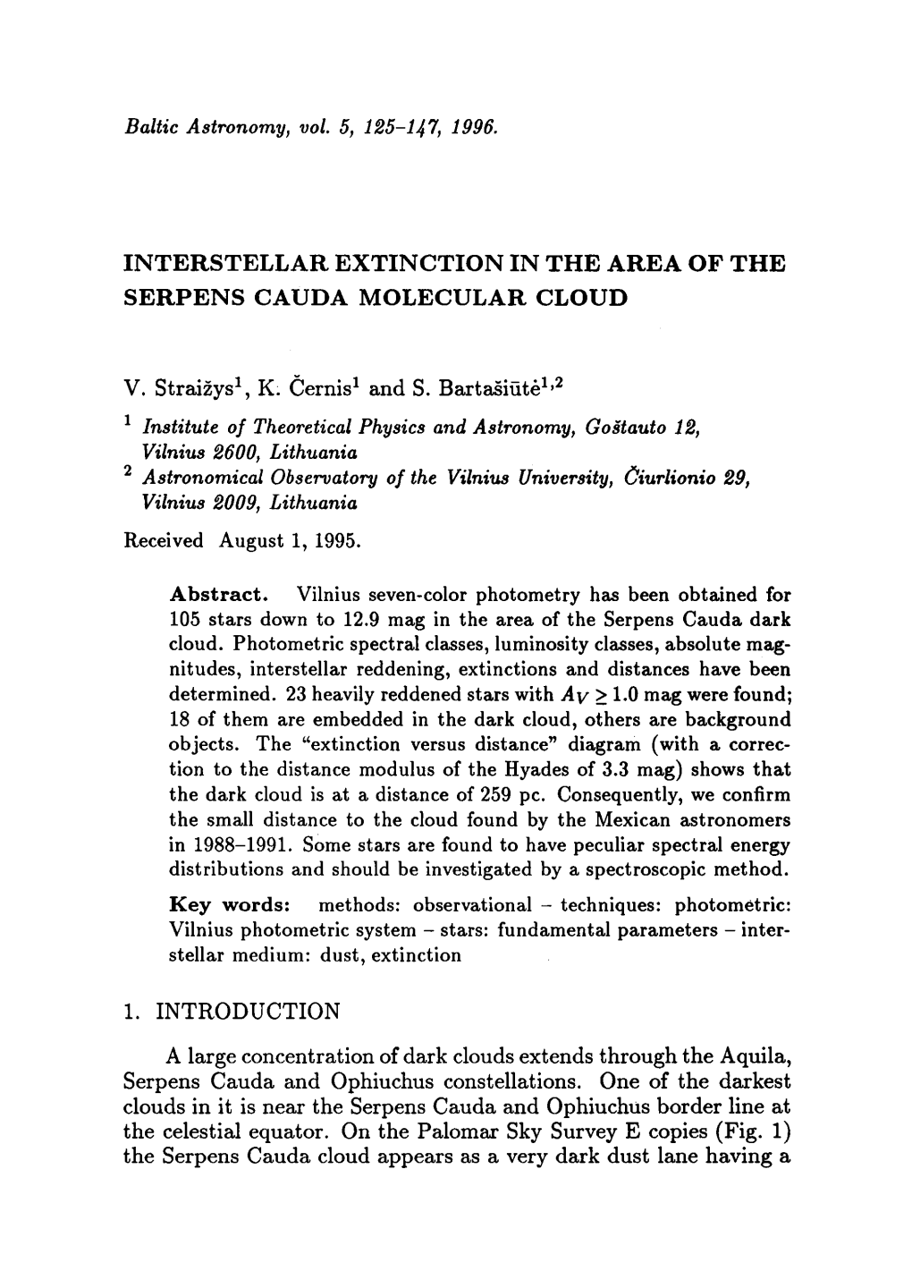 Interstellar Extinction in the Area of the Serpens Cauda Molecular Cloud