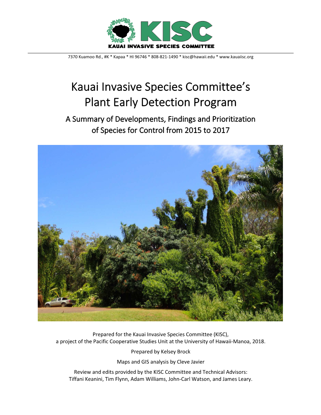 Kauai Invasive Species Committee's Plant Early Detection Program