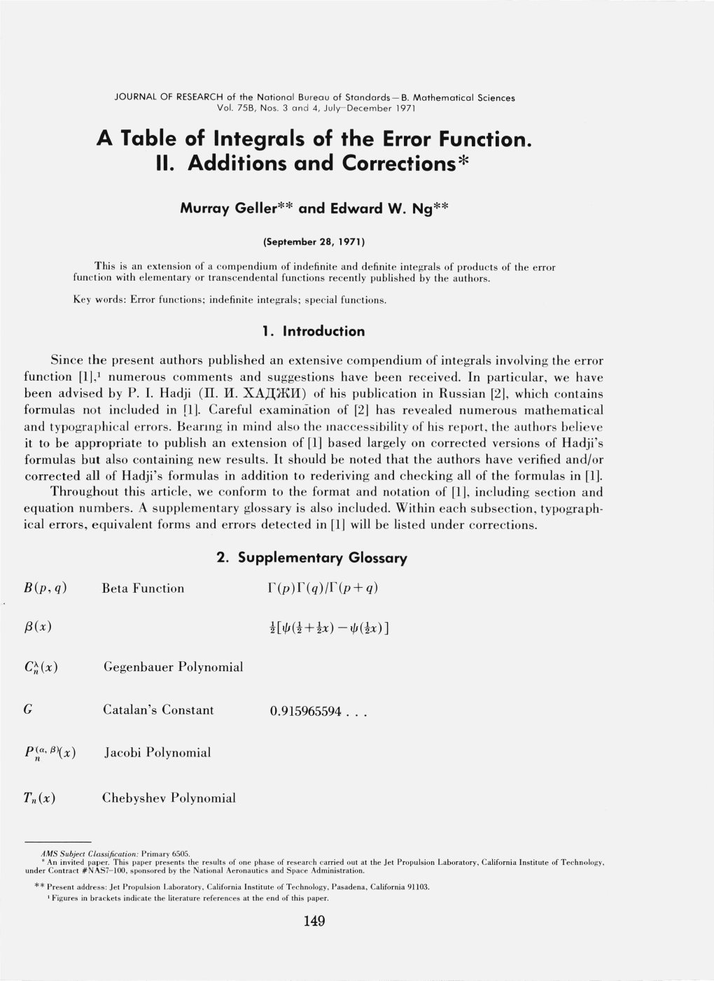 A Table of Integrals of the Error Function. II. Additions and Corrections*