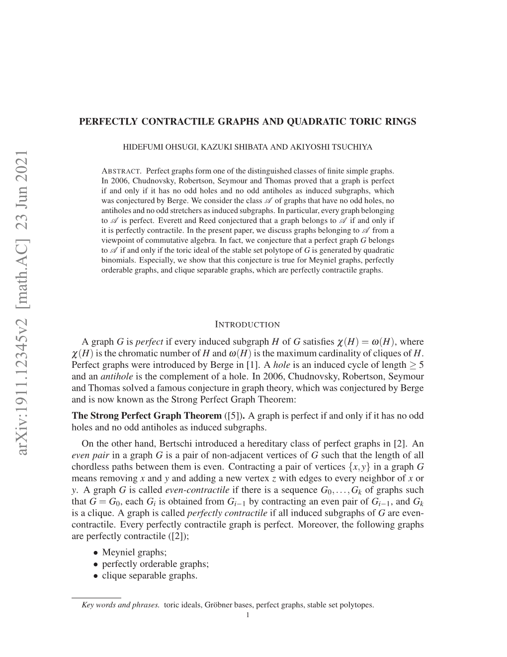 Perfectly Contractile Graphs and Quadratic Toric Rings