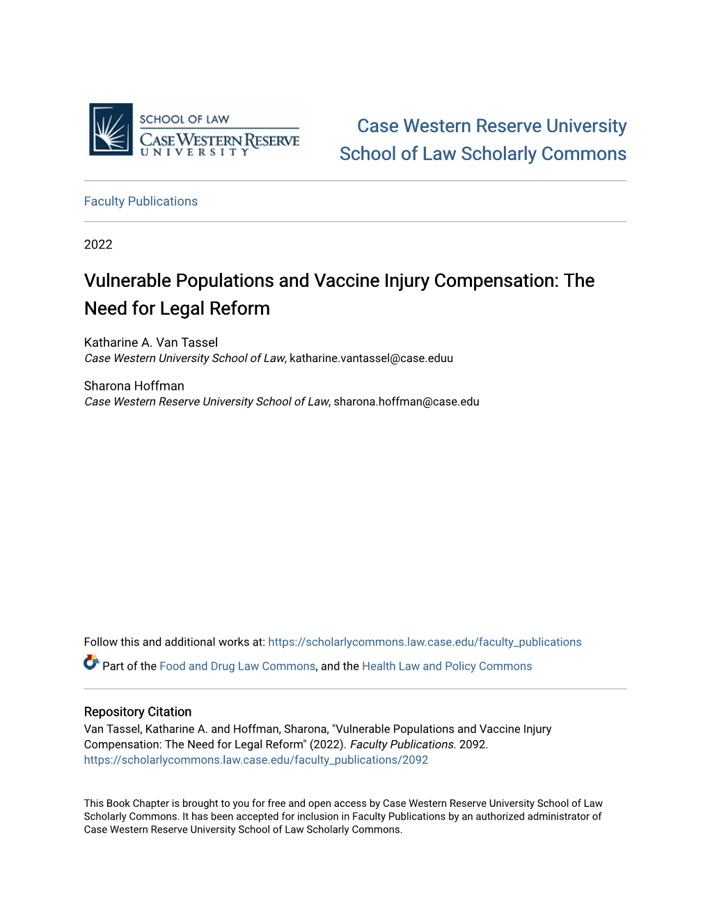 Vulnerable Populations and Vaccine Injury Compensation: the Need for Legal Reform
