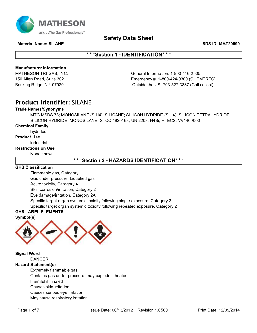 Silane Sds Id: Mat20590