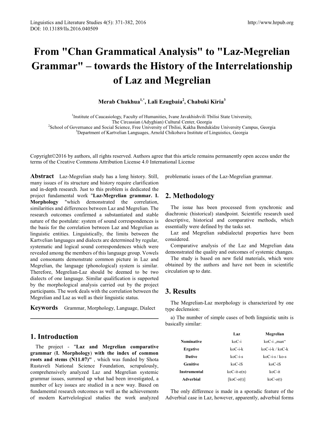 Laz-Megrelian Grammar" – Towards the History of the Interrelationship of Laz and Megrelian