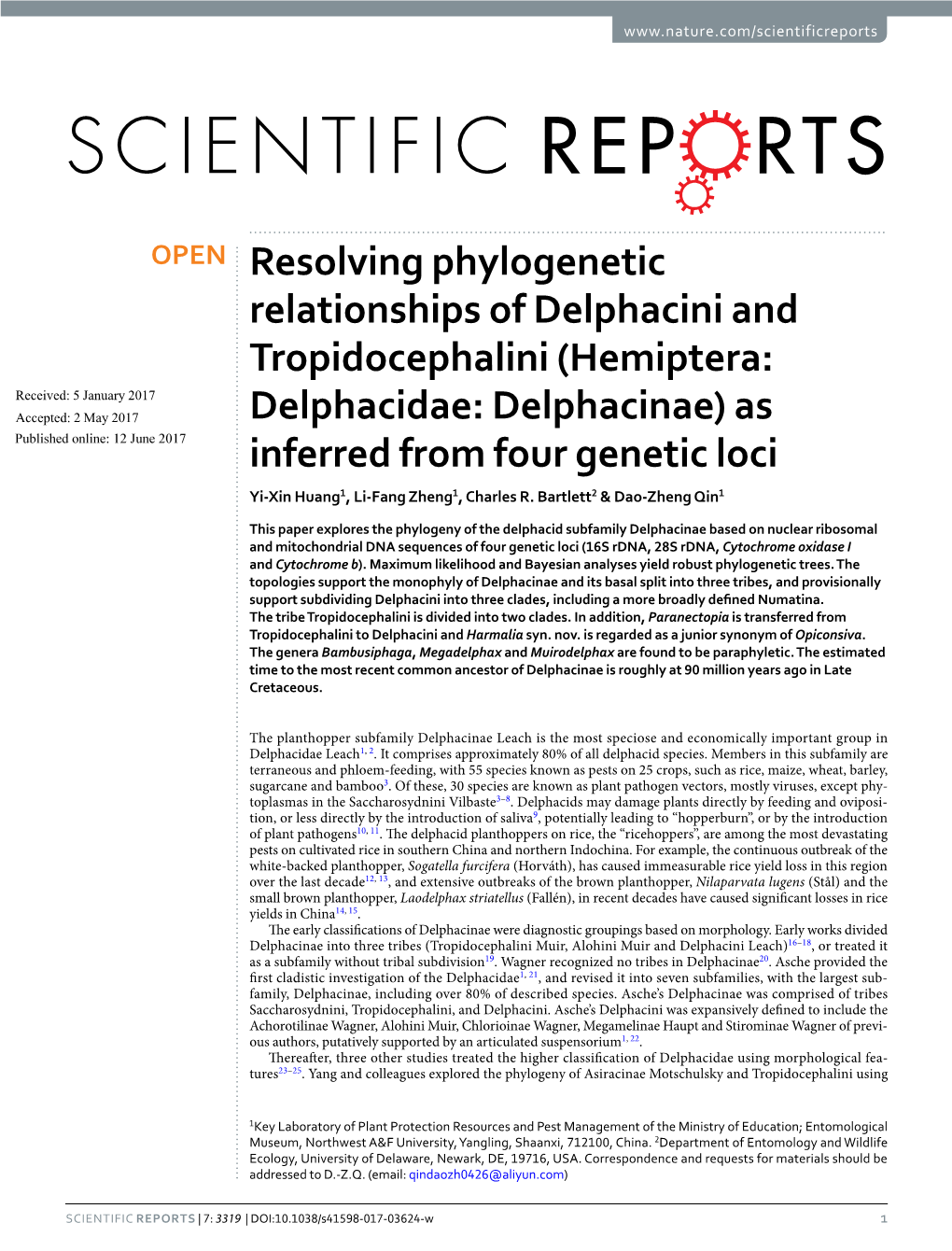 Hemiptera: Delphacidae: Delphacinae), with the Description of Two New Species