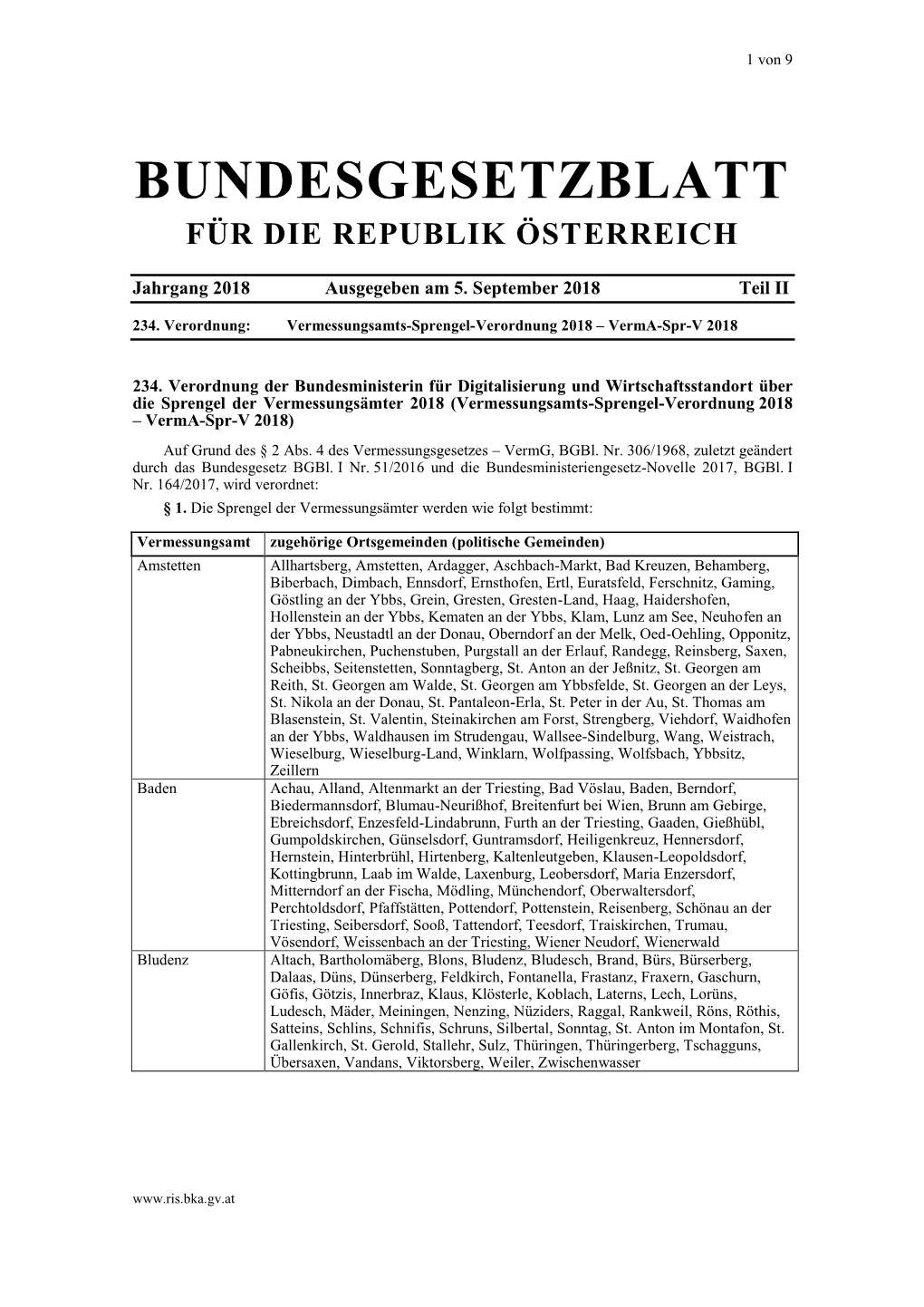 Bundesgesetzblatt Für Die Republik Österreich