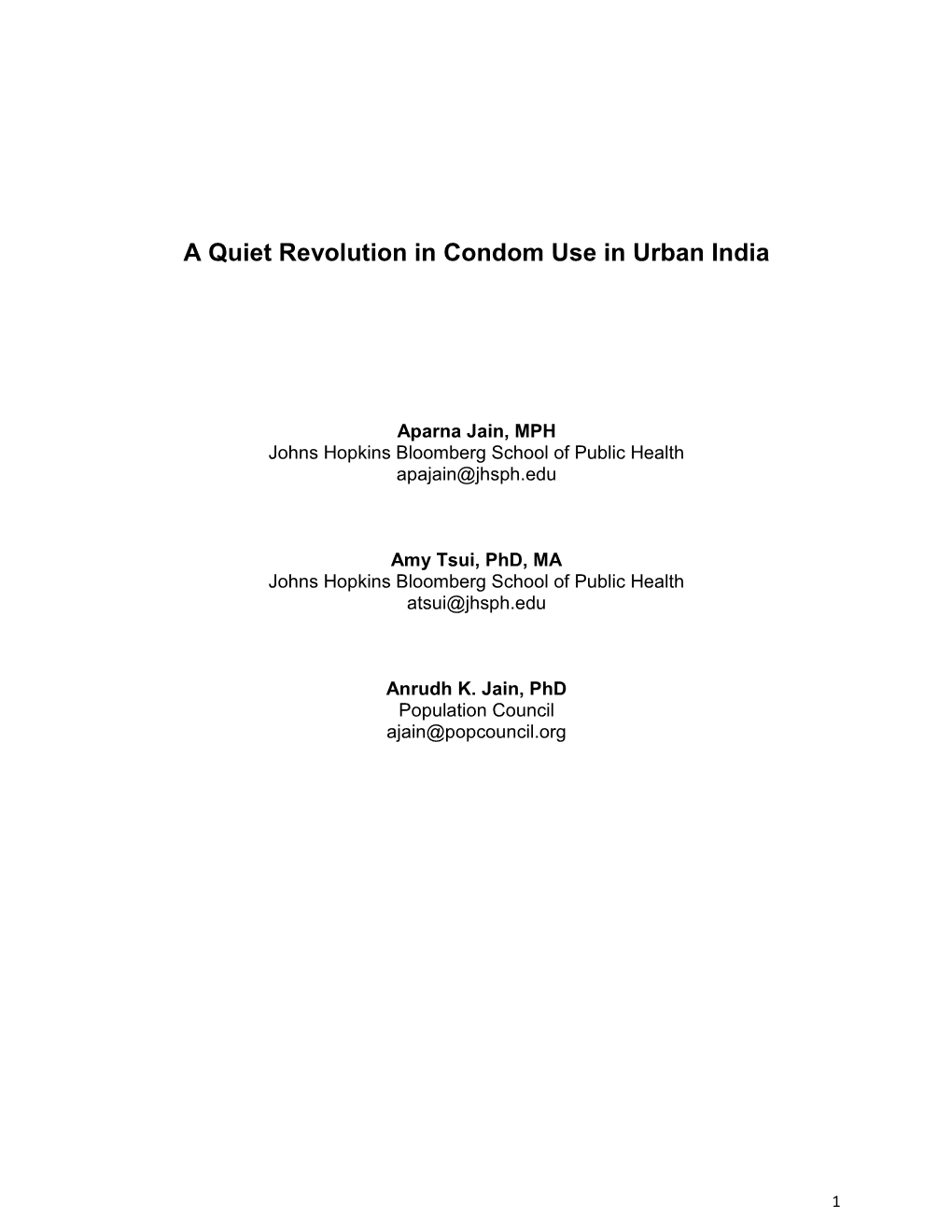 A Quiet Revolution in Urban India in Condom