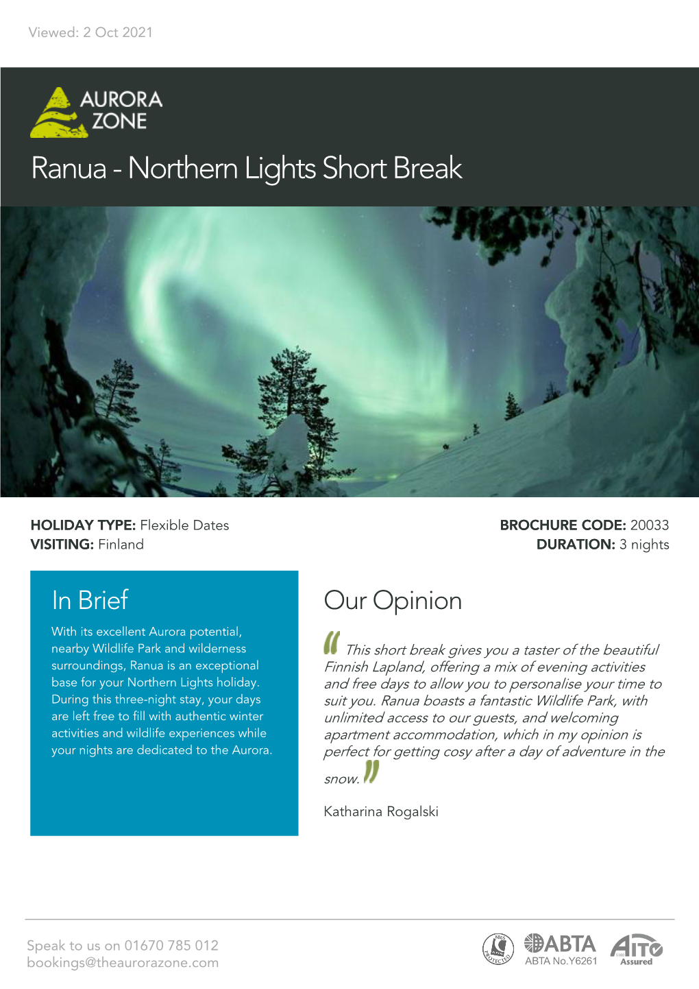 Ranua - Northern Lights Short Break