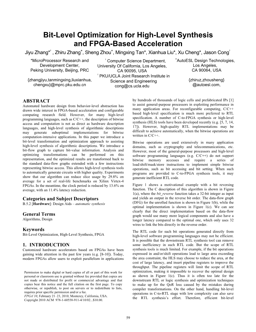 Bit-Level Optimization for High-Level Synthesis and FPGA-Based